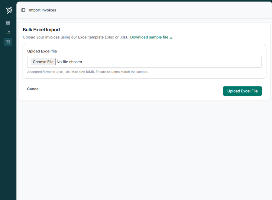 Bulk Invoice Import via Excel